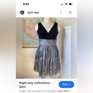 Night Way Collections Black and Gray Sleeveless Timeless Romantic Dress Size14